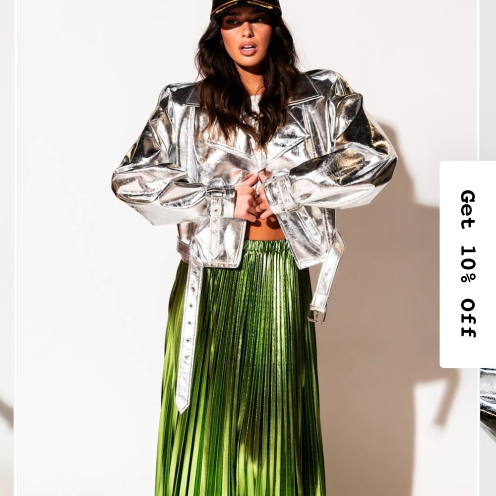 Metallic Silver Moto Jacket